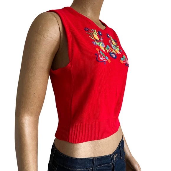 Vintage Bohemian Cropped Sweater Vest with Embroidery - Picture 7 of 13